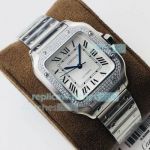 KOR Factory Swiss Replica Cartier Santos White Dial Diamond Bezel Ladies Watch
